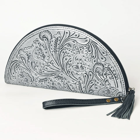 ADBG1233 American Darling Hand-Tooled Western Leather Taco Bag - Genuine Floral Carved Designer Wristlet