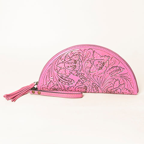 ADBG1233 American Darling Hand-Tooled Western Leather Taco Bag - Genuine Floral Carved Designer Wristlet