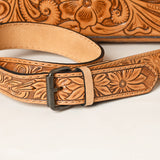 ADBG1235 Hand-Tooled Leather Crossbody Bag - Western Floral Design with Fringe