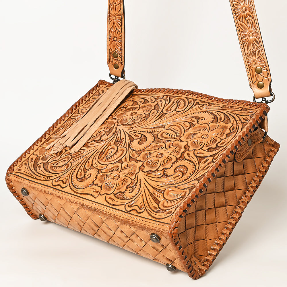 American Darling Hand-Tooled Western Leather Crossbody Bag - Genuine Floral Carved Artisan Purse