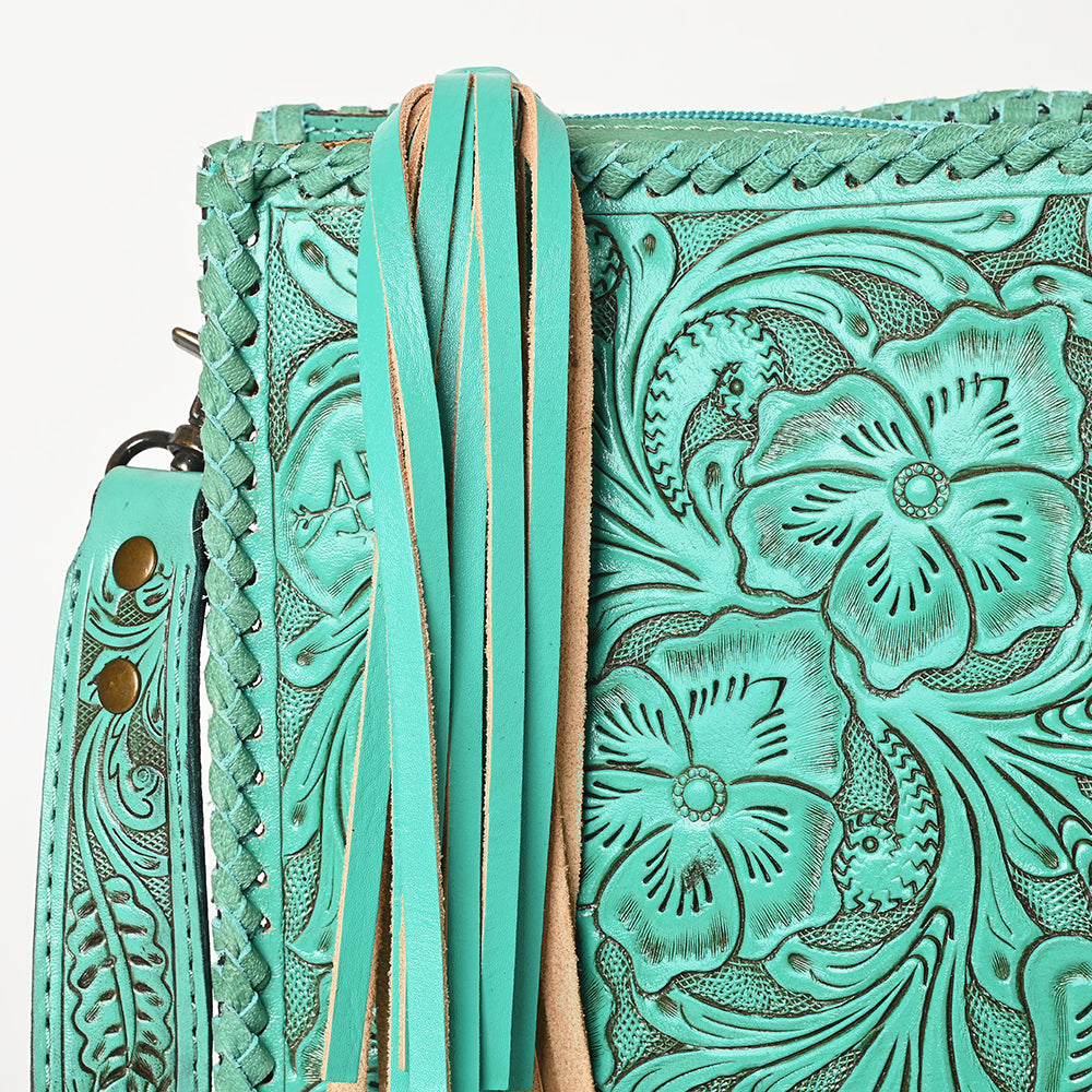 American Darling Hand-Tooled Western Leather Crossbody Bag - Genuine Floral Carved Artisan Purse