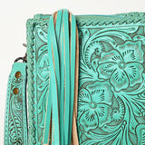 ADBG1235 Hand-Tooled Leather Crossbody Bag - Western Floral Design with Fringe