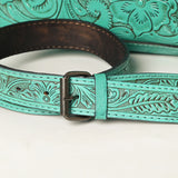 ADBG1235 Hand-Tooled Leather Crossbody Bag - Western Floral Design with Fringe