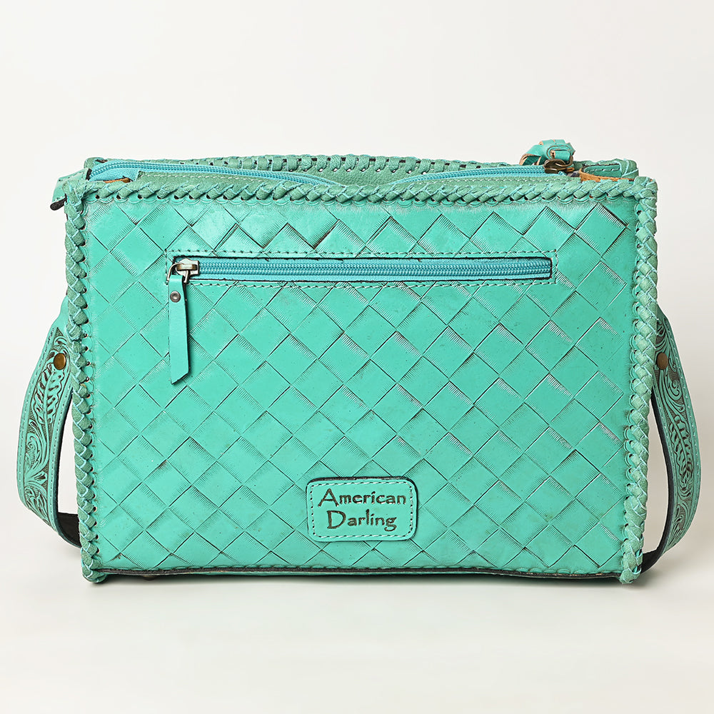 American Darling Hand-Tooled Western Leather Crossbody Bag - Genuine Floral Carved Artisan Purse