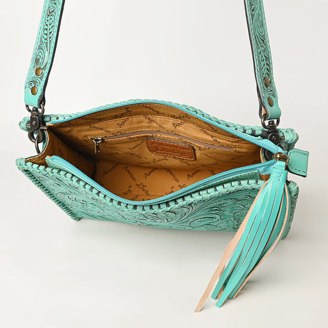 American Darling Hand-Tooled Western Leather Crossbody Bag - Genuine Floral Carved Artisan Purse