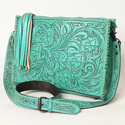ADBG1235 American Darling Hand-Tooled Western Leather Crossbody Bag - Genuine Floral Carved Artisan Purse