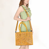ADBG1131 Hand-Tooled Leather Tote-Western Floral Cowgirl Shoulder Bag
