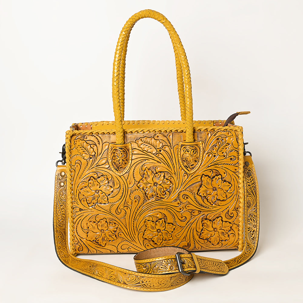 ADBG1131 Hand-Tooled Leather Tote-Western Floral Cowgirl Shoulder Bag
