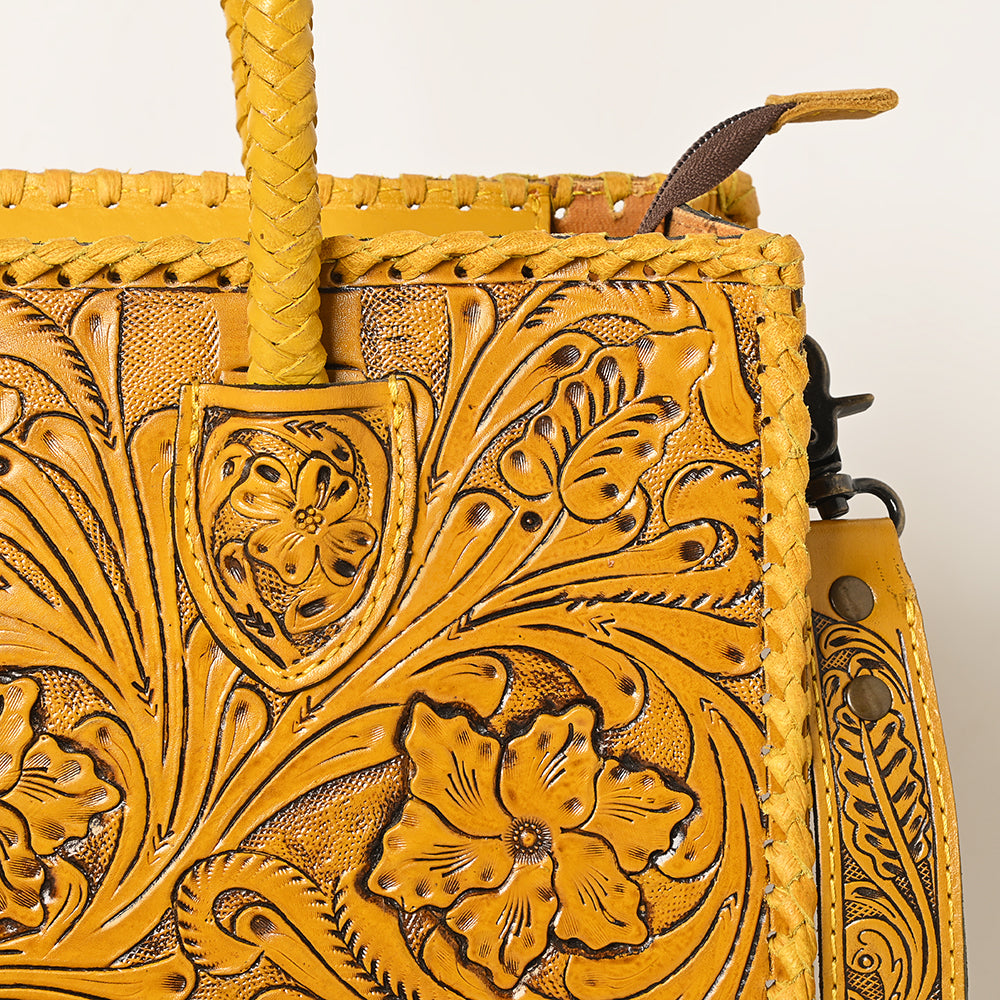 ADBG1131 Hand-Tooled Leather Tote-Western Floral Cowgirl Shoulder Bag