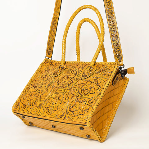American Darling Hand Tooled Leather Tote Bag -Western Floral Carved Purse