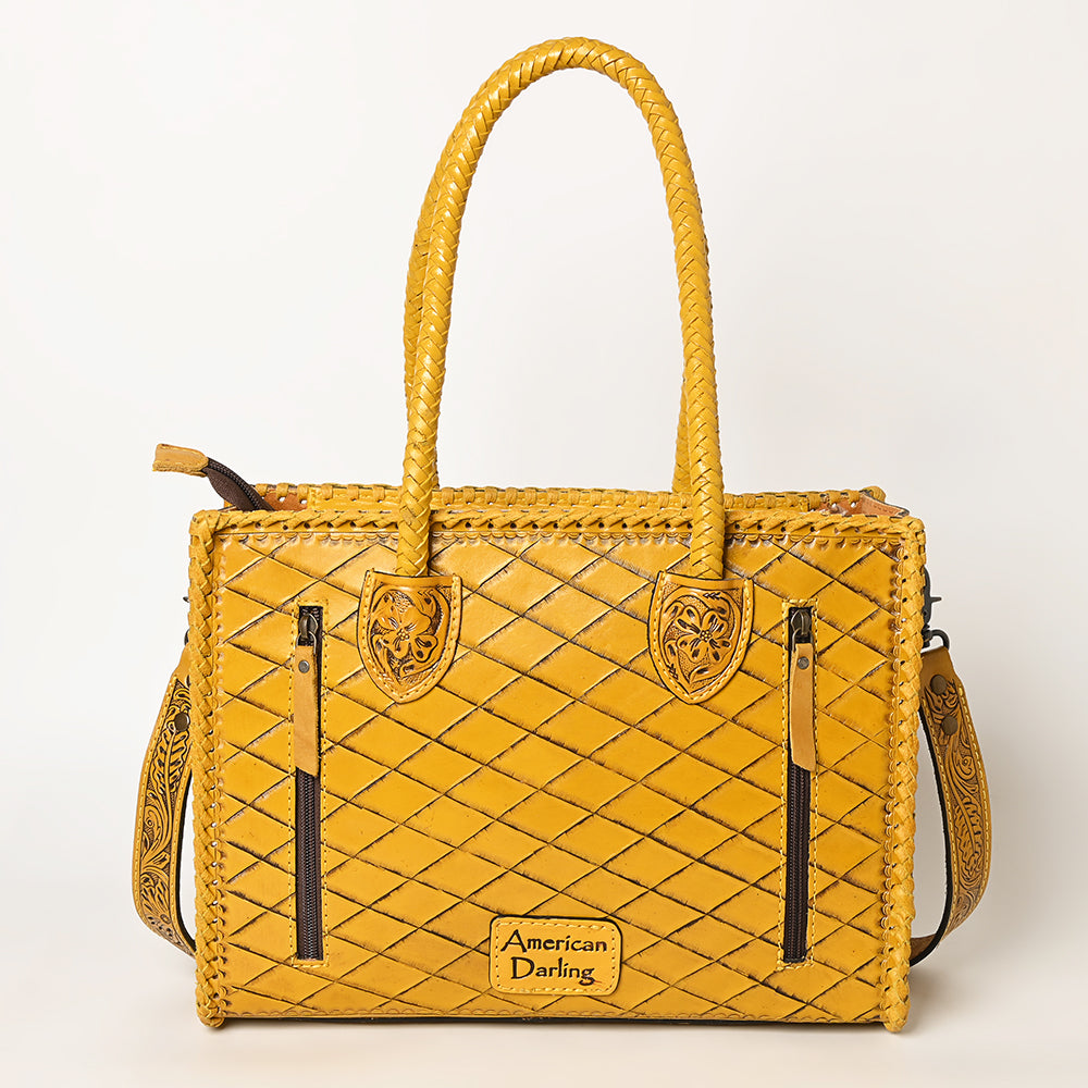 ADBG1131 Hand-Tooled Leather Tote-Western Floral Cowgirl Shoulder Bag