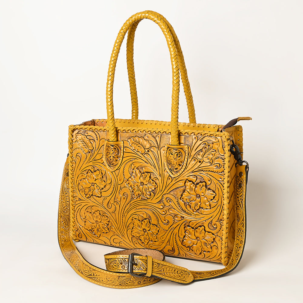 ADBG1131 Hand-Tooled Leather Tote-Western Floral Cowgirl Shoulder Bag