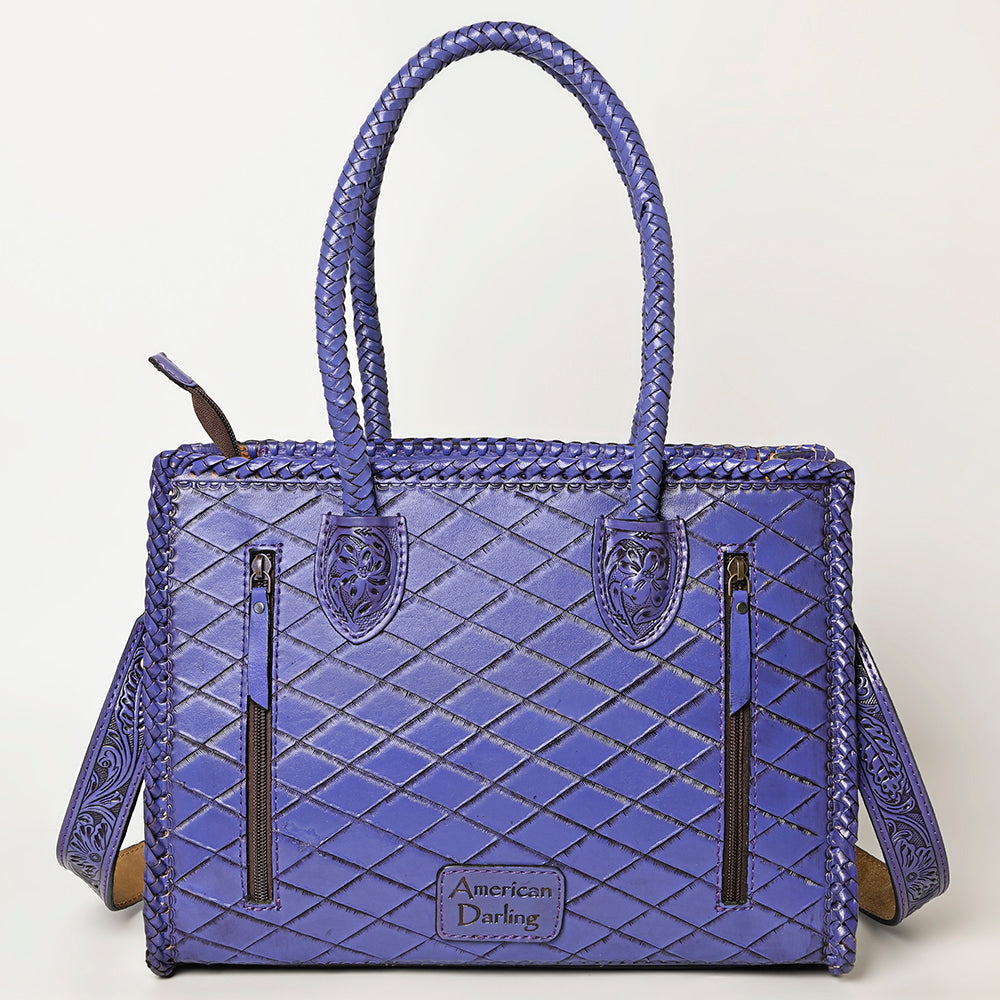 ADBG1131 Hand-Tooled Leather Tote-Western Floral Cowgirl Shoulder Bag