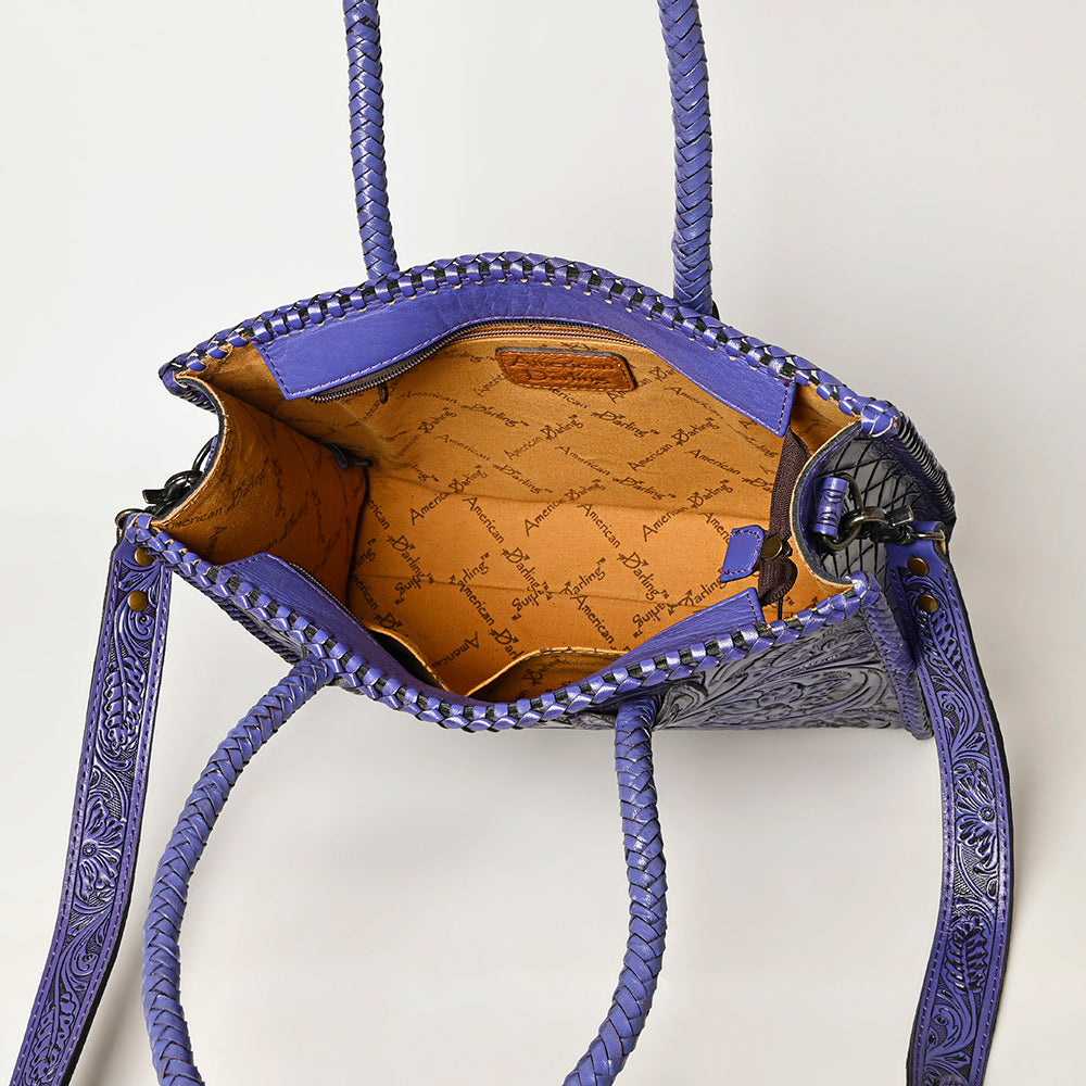 ADBG1131 Hand-Tooled Leather Tote-Western Floral Cowgirl Shoulder Bag