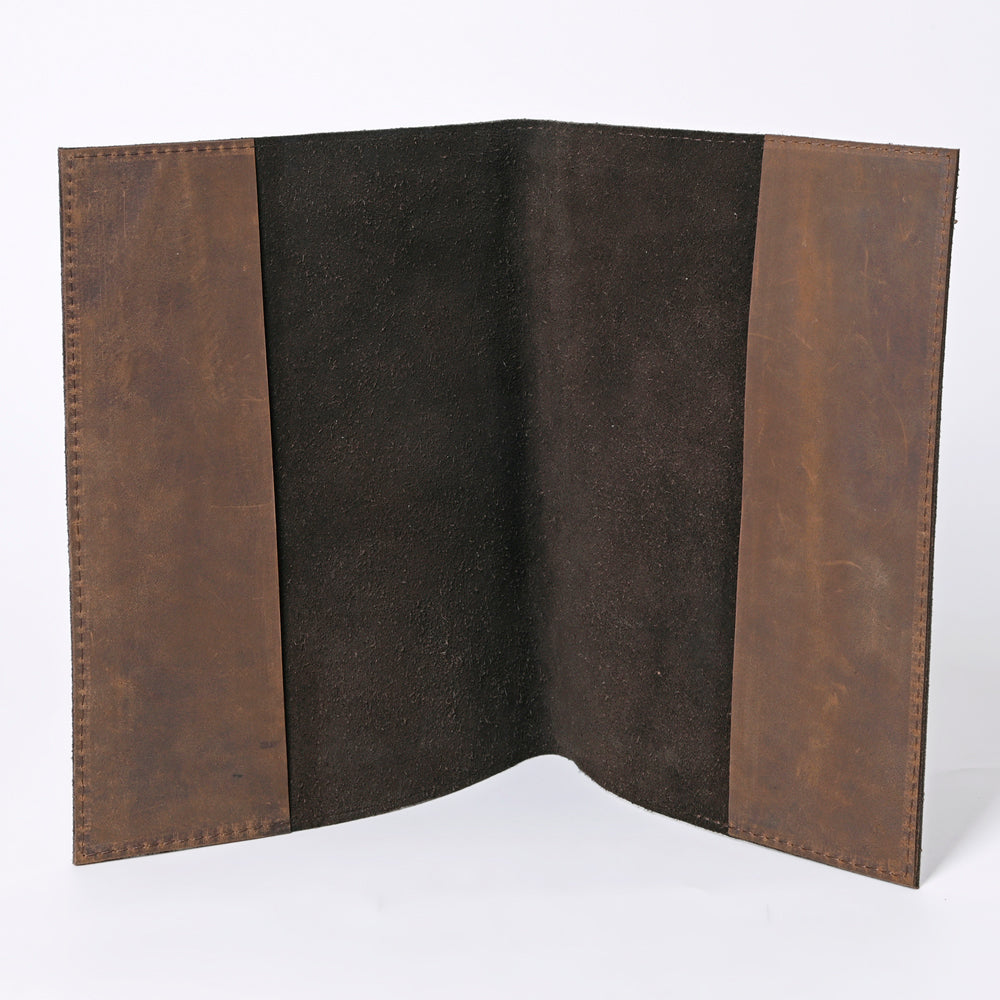 ADBG1243 Hand-Tooled Natural Leather Notebook Cover - Western Floral Design