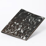 ADBG1244 Genuine Cowhide Leather Notebook Cover - Black & White Hair-On Hide