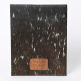 ADBG1244 Genuine Cowhide Leather Notebook Cover - Black & White Hair-On Hide