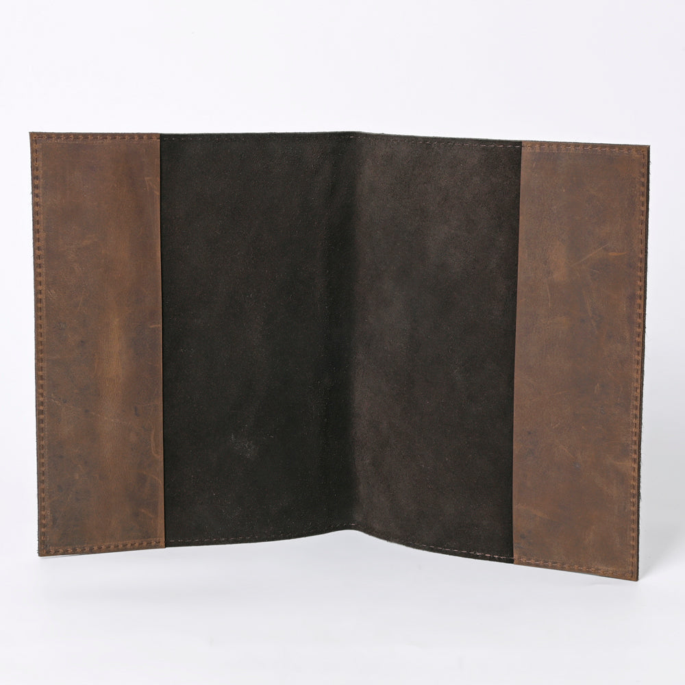 ADBG1244 Genuine Cowhide Leather Notebook Cover - Black & White Hair-On Hide