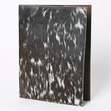 ADBG1244 Genuine Cowhide Leather Notebook Cover - Black & White Hair-On Hide