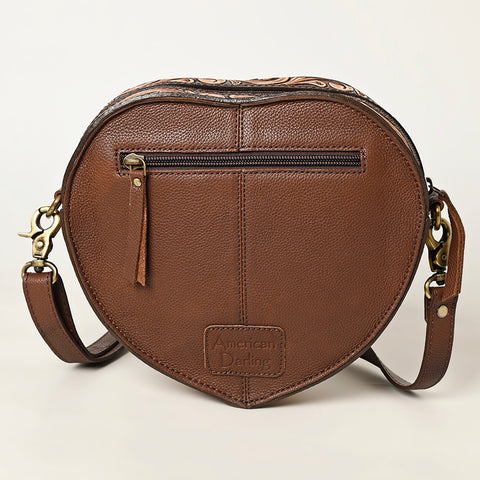 Heart-Shaped Hand Tooled Leather Canteen Bag Genuine Western Floral by American Darling