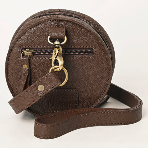 American Darling Handcrafted Tooled Leather Floral Canteen Crossbody Bag