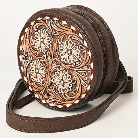 American Darling Handcrafted Tooled Leather Floral Canteen Crossbody Bag