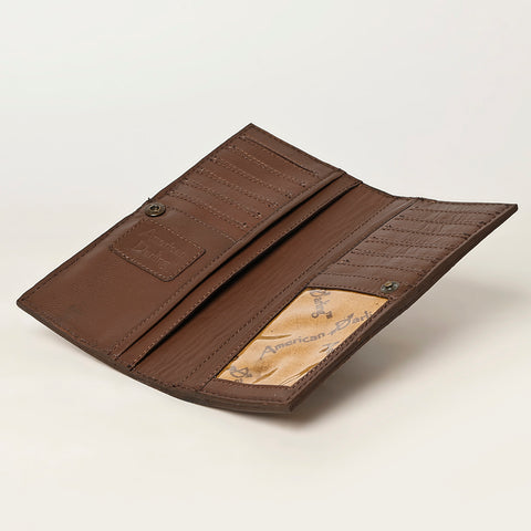 American Darling Floral Hand Tooled Leather Western Long Wallet