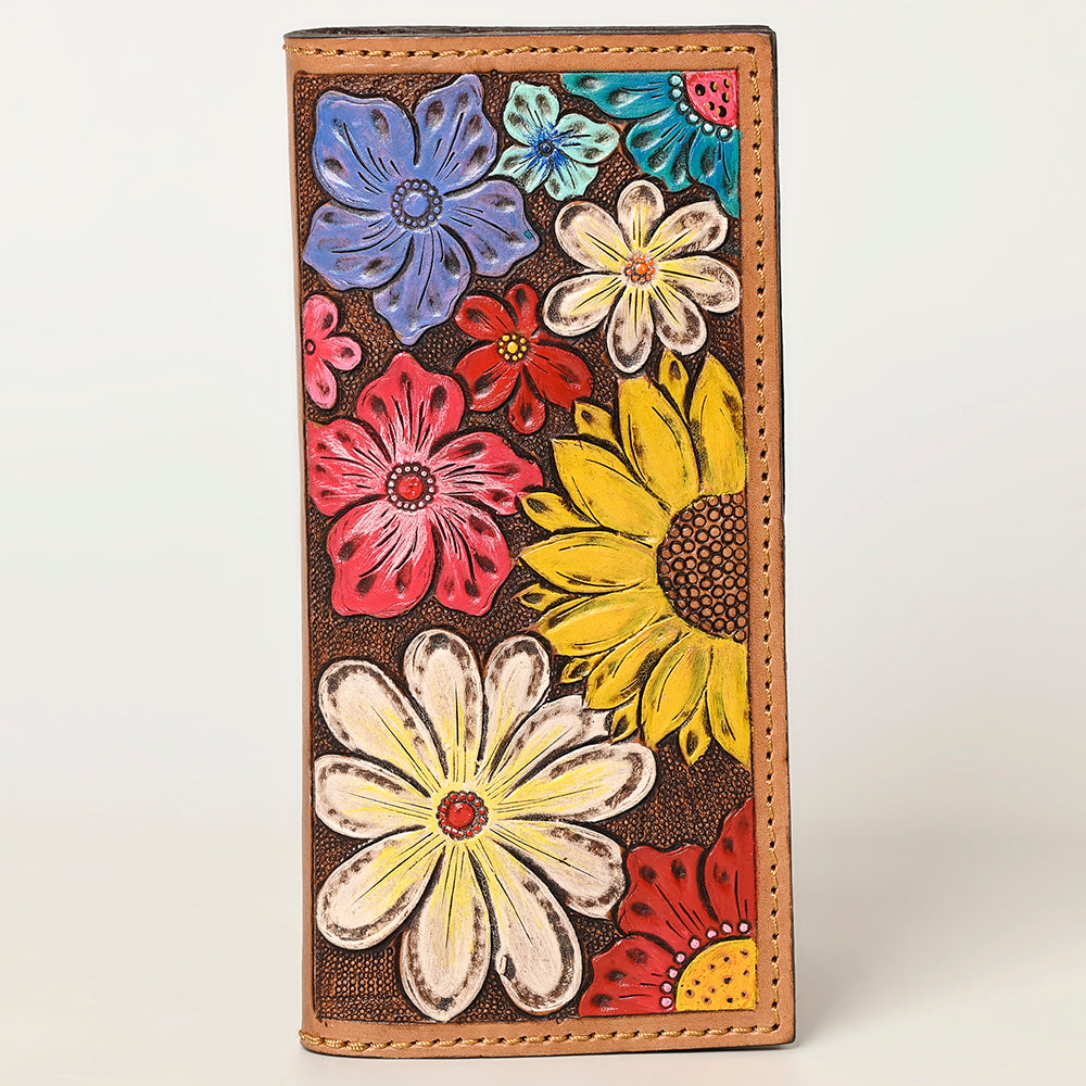 ADBGA429 American Darling Colorful Hand-Tooled Leather Floral Clutch Western Women's Long Clutch
