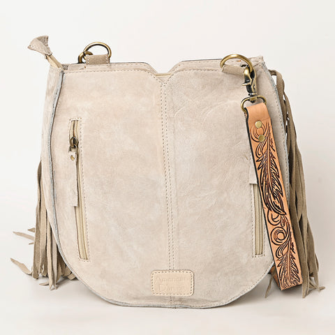 American Darling Suede Fringe Hand Tooled Leather Large Cross body Bag