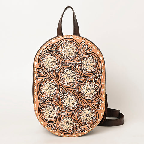 American Darling Hand Tooled Floral Carved Leather Sling Bag Western Purse