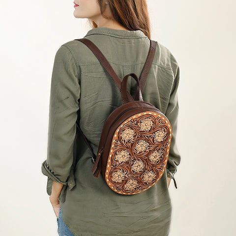 American Darling Hand Tooled Floral Carved Leather Sling Bag Western Purse