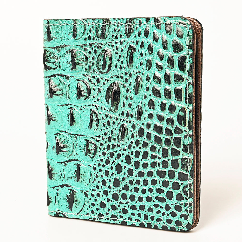 ADBG1248 Turquoise Croc-Embossed Leather Wallet - Western Rodeo Style