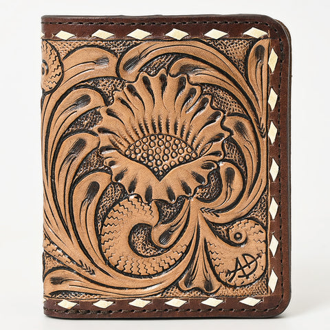 ADBG1249 American Darling Hand-Tooled Western Leather Wallet Bag -Floral Carved Genuine Leather Women Wallet