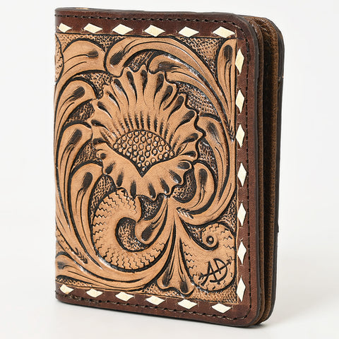 ADBG1249 American Darling Hand-Tooled Western Leather Wallet Bag -Floral Carved Genuine Leather Women Wallet