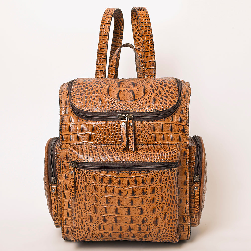 American Darling Crocodile Embossed Leather Backpack | Western Travel Bag