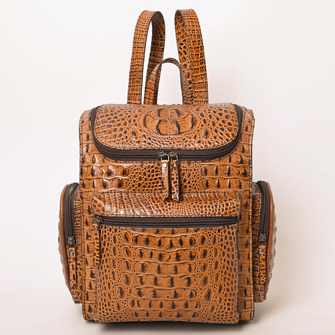 American Darling Crocodile Embossed Leather Backpack -Western Travel Bag