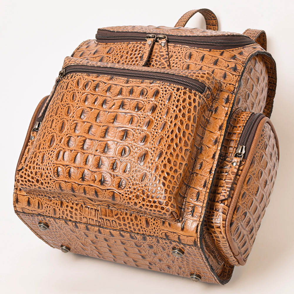 American Darling Crocodile Embossed Leather Backpack | Western Travel Bag