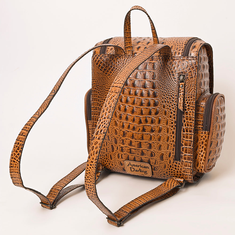 American Darling Crocodile Embossed Leather Backpack | Western Travel Bag