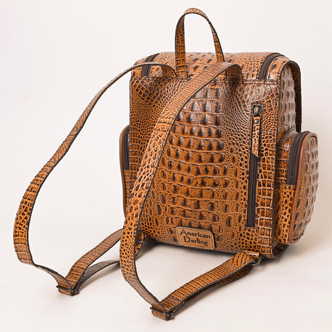 American Darling Crocodile Embossed Leather Backpack -Western Travel Bag