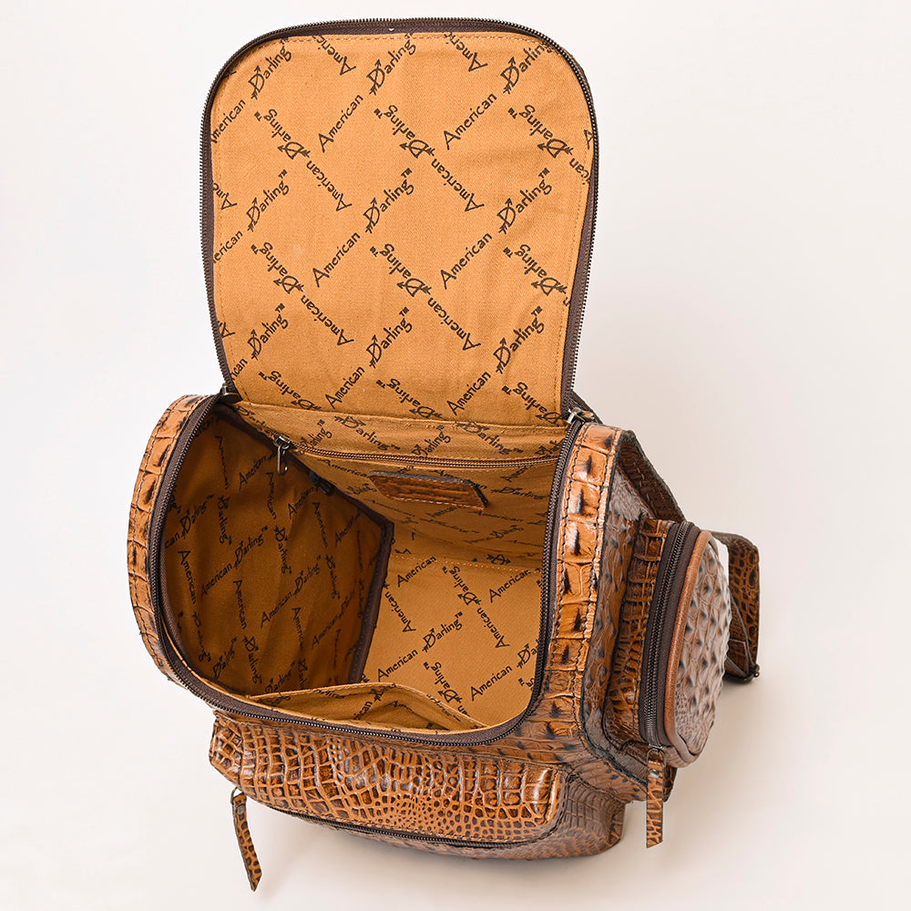 American Darling Crocodile Embossed Leather Backpack | Western Travel Bag