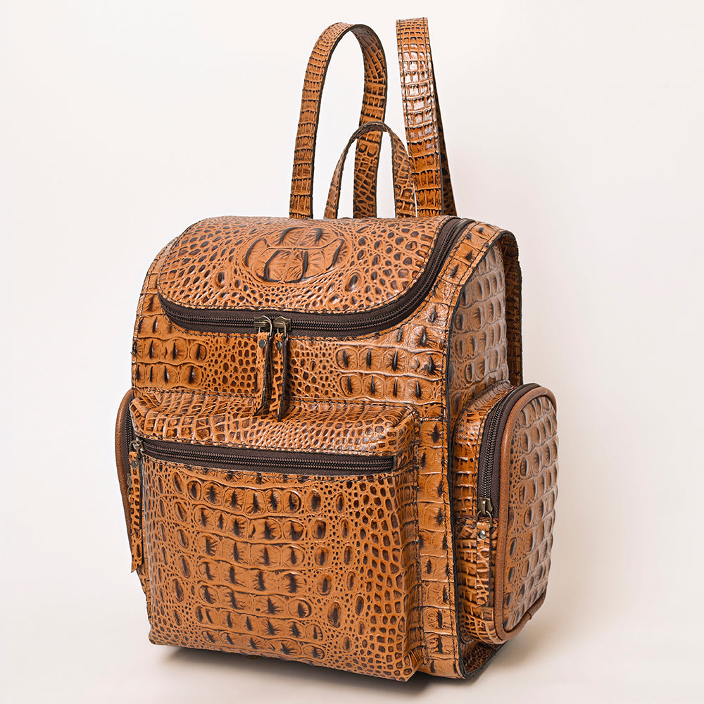 American Darling Crocodile Embossed Leather Backpack | Western Travel Bag