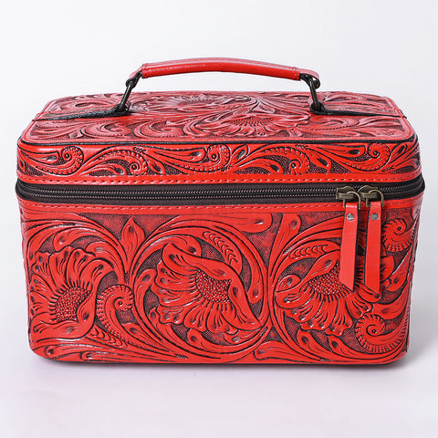 American Darling Hand Tooled Leather Jewelry Case -Western Travel Bag