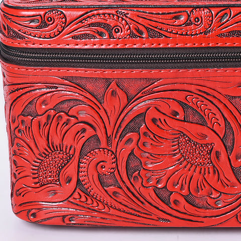 American Darling Hand Tooled Leather Jewelry Case -Western Travel Bag