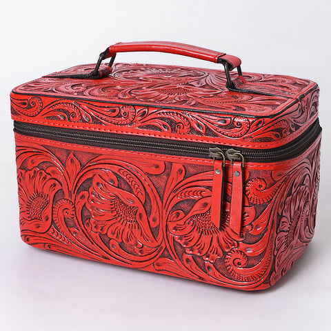 American Darling Hand Tooled Leather Jewelry Case -Western Travel Bag