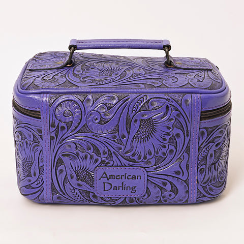 American Darling Hand Tooled Leather Jewelry Case -Western Travel Bag