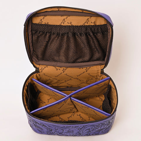 American Darling Hand Tooled Leather Jewelry Case -Western Travel Bag