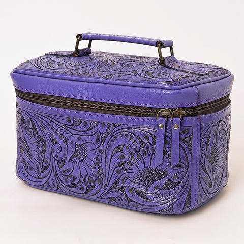 American Darling Hand Tooled Leather Jewelry Case -Western Travel Bag