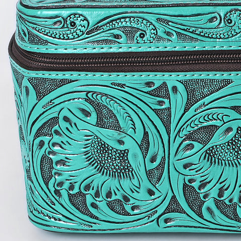 American Darling Hand Tooled Leather Jewelry Case -Western Travel Bag