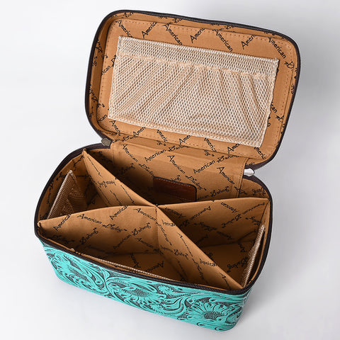 American Darling Hand Tooled Leather Jewelry Case -Western Travel Bag