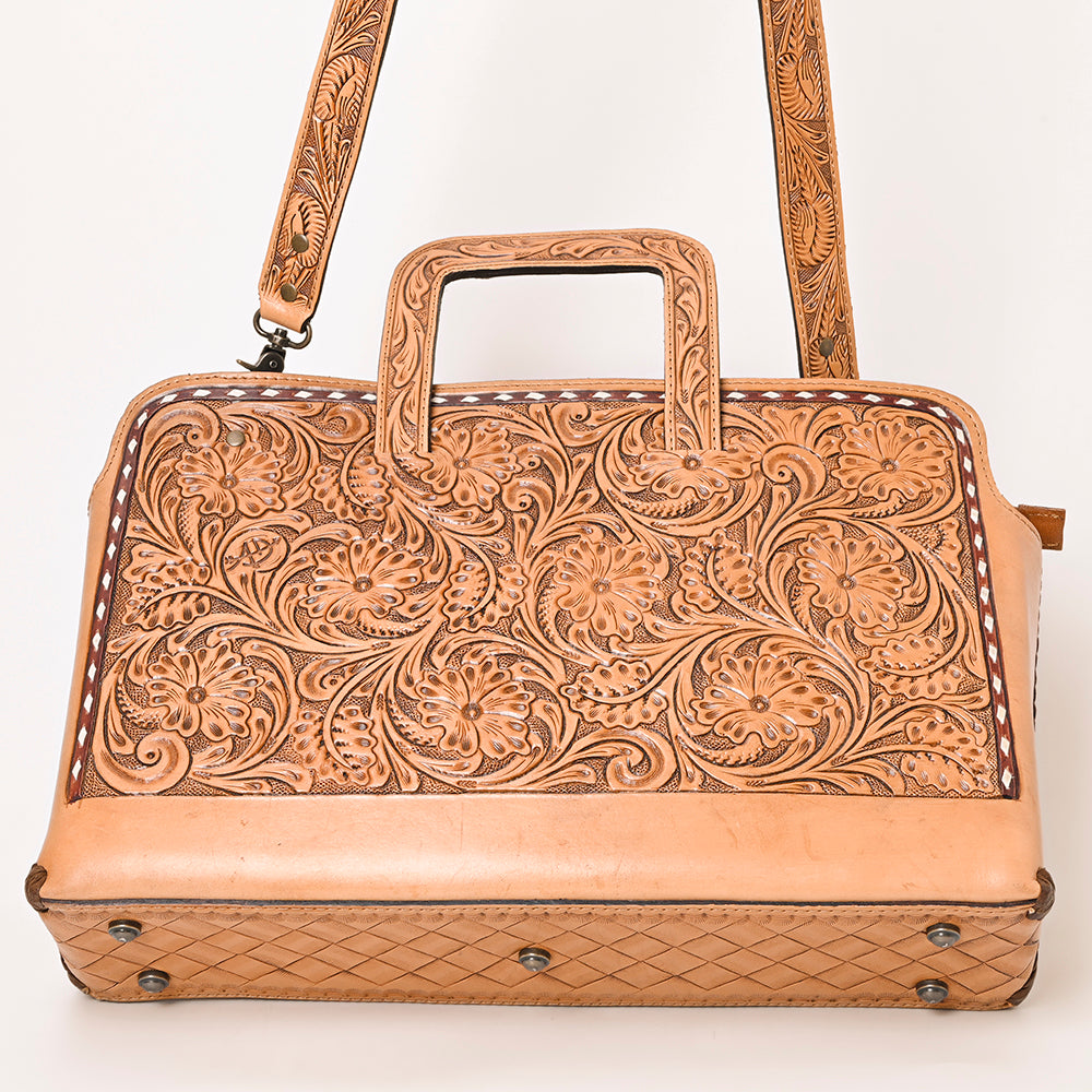 ADBG1259 Hand-Tooled Leather Briefcase - Western Floral Business Bag by American Darling